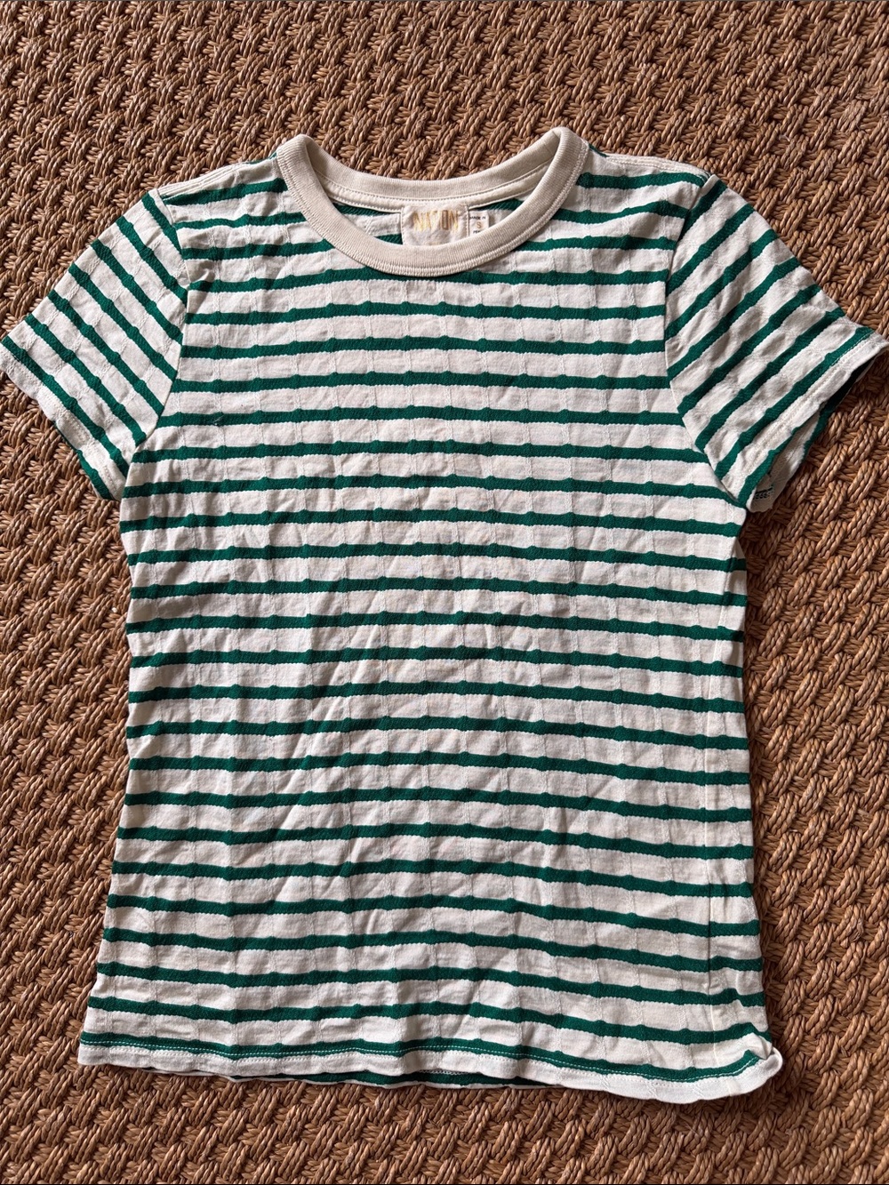 Nation LTD Lawrence Tshirt Green & White Striped Short Sleeve Tee small